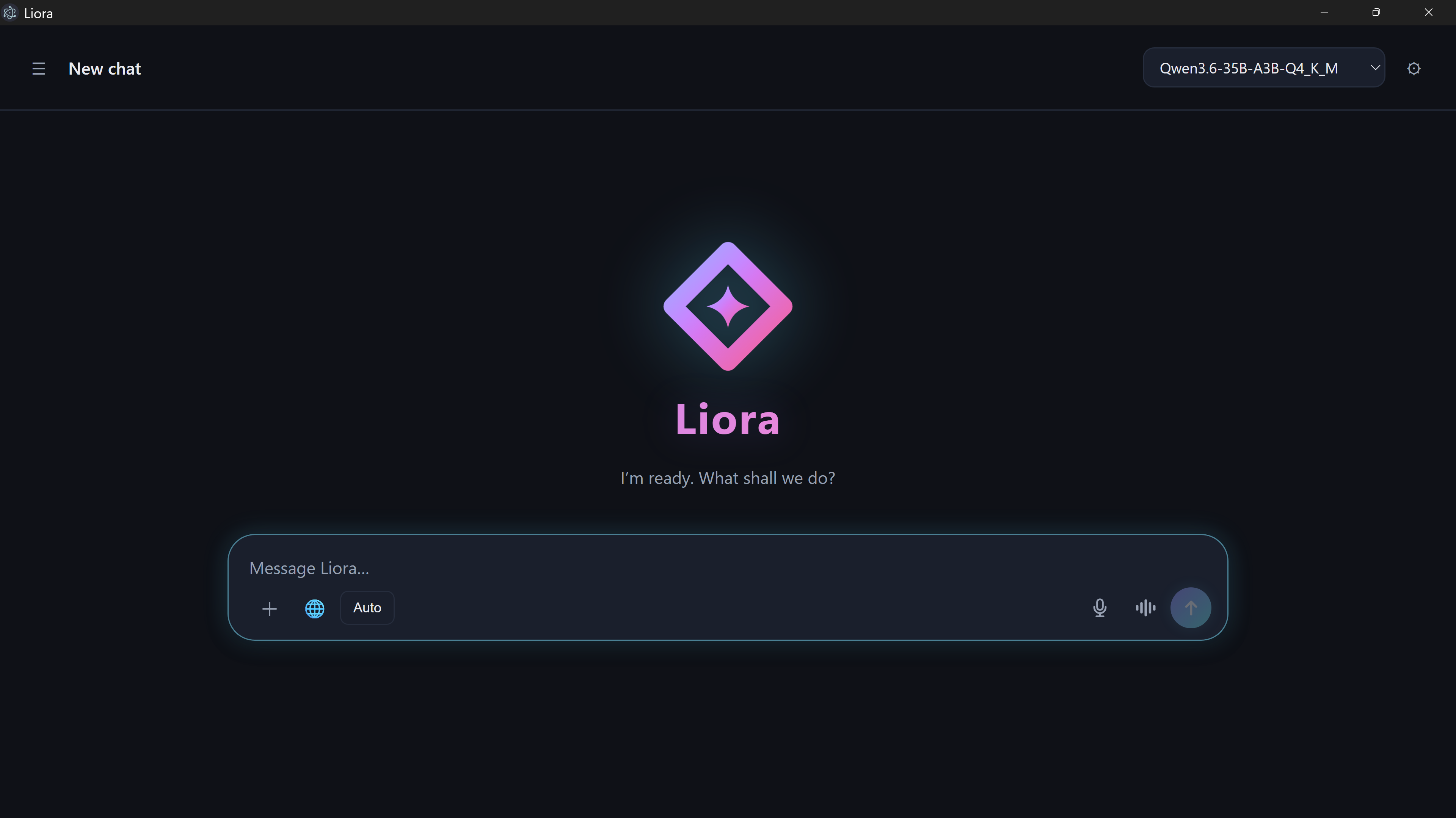 Liora focused chat with the sidebar collapsed